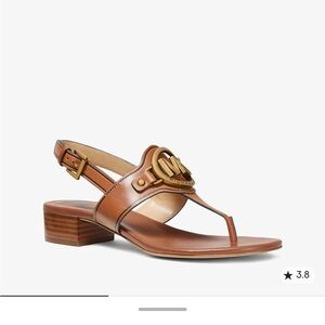 Michael Kors Tan Sandals with Gold Logo